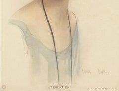 Elegant 1920s Portrait “Zeventien” – Art Deco Lithograph by Hartley Davis