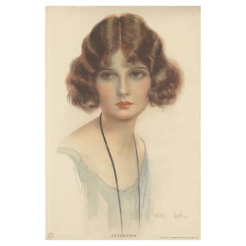 Elegant 1920s Portrait “Zeventien” – Art Deco Lithograph by Hartley Davis