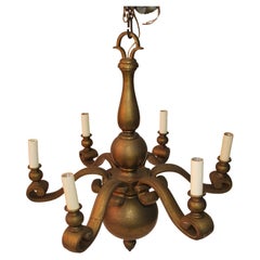 Elegant 1920's Solid Brass Chandelier