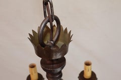 Elegant 1920's wood/iron/brass chandelier