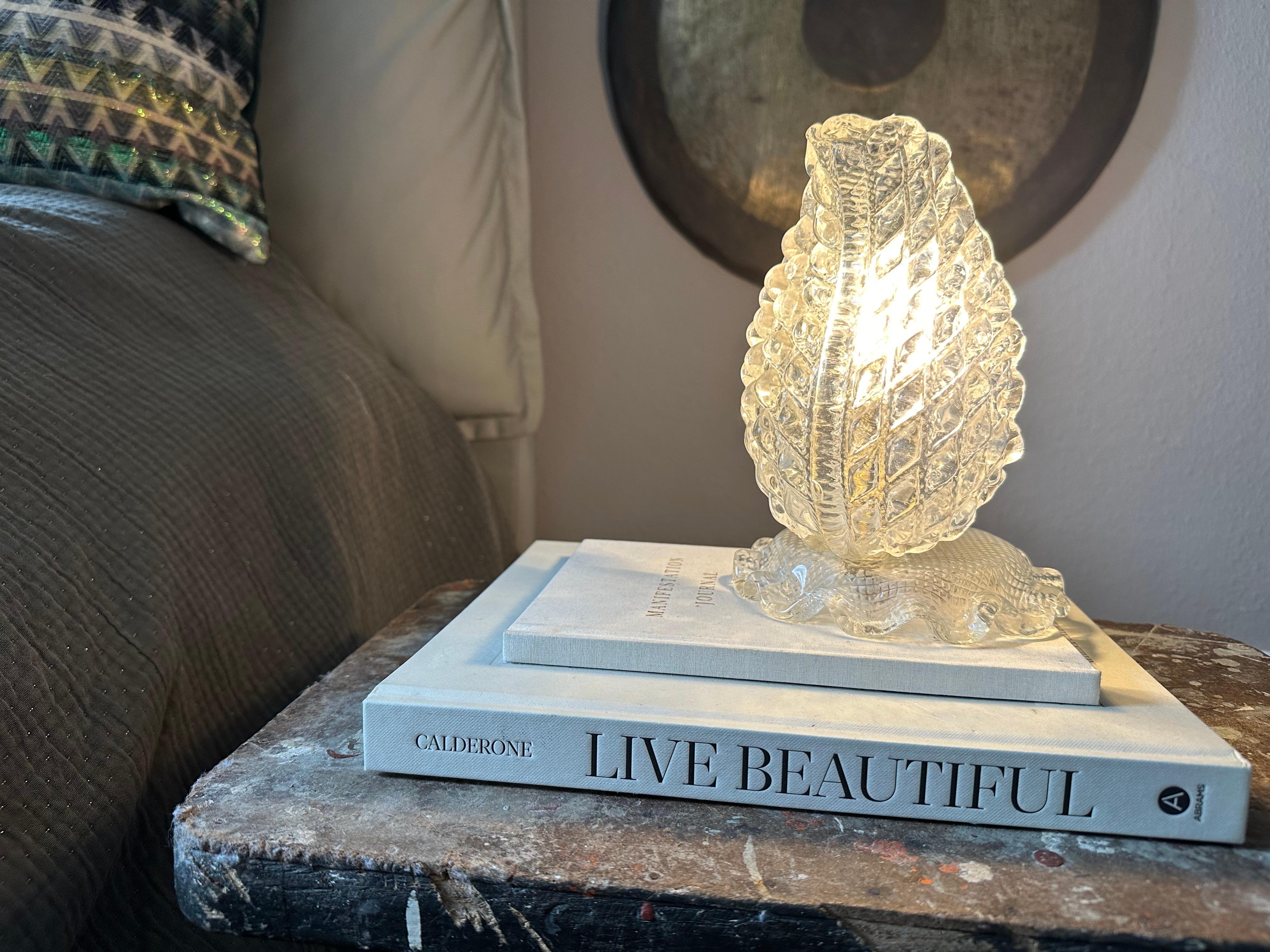 Elegant 1930s Art Deco Murano Glass Table Lamp Attributed to Ercole Barovier For Sale 7