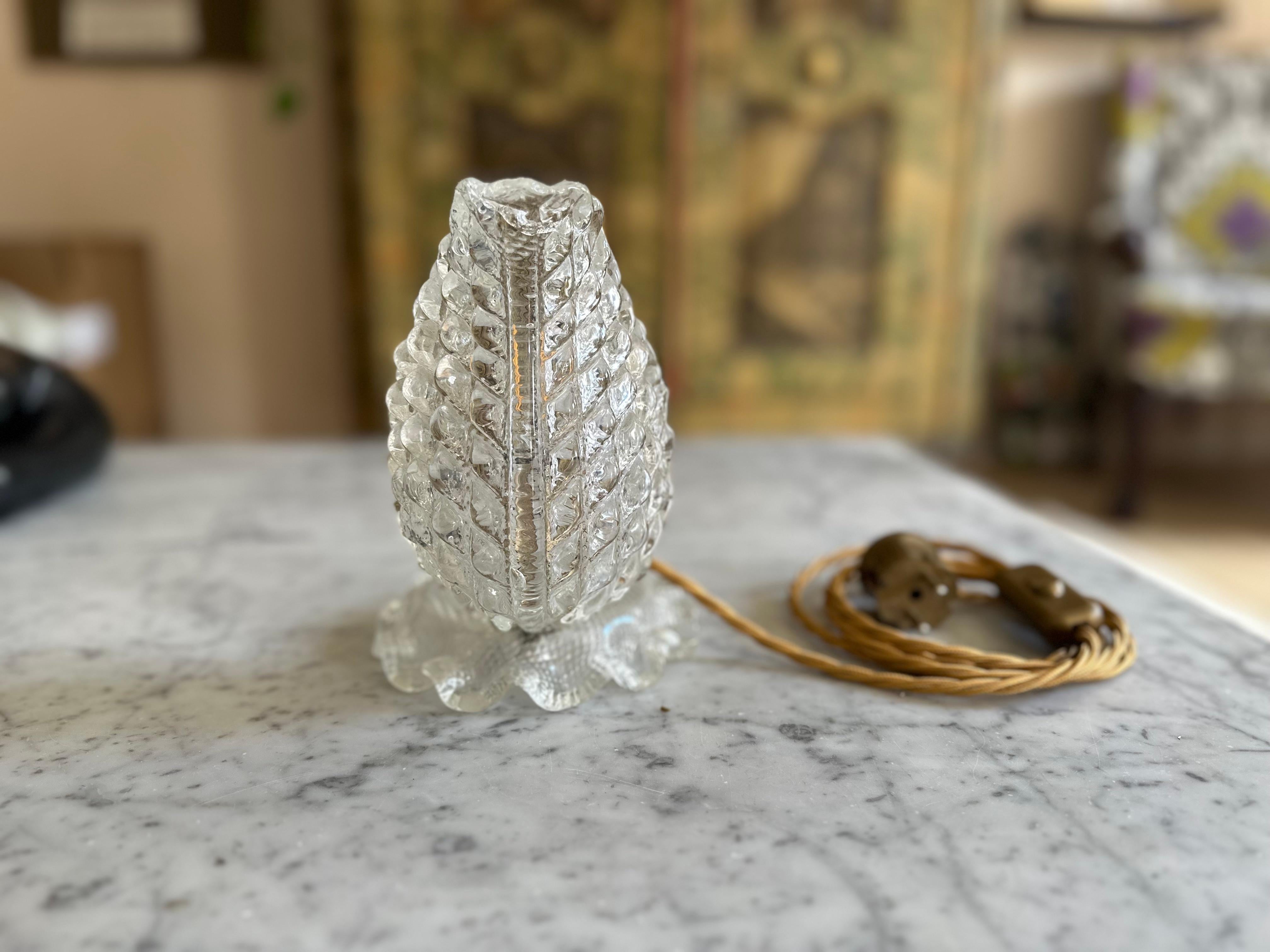 Elegant 1930s Art Deco Murano Glass Table Lamp Attributed to Ercole Barovier In Good Condition For Sale In Hamburg, DE