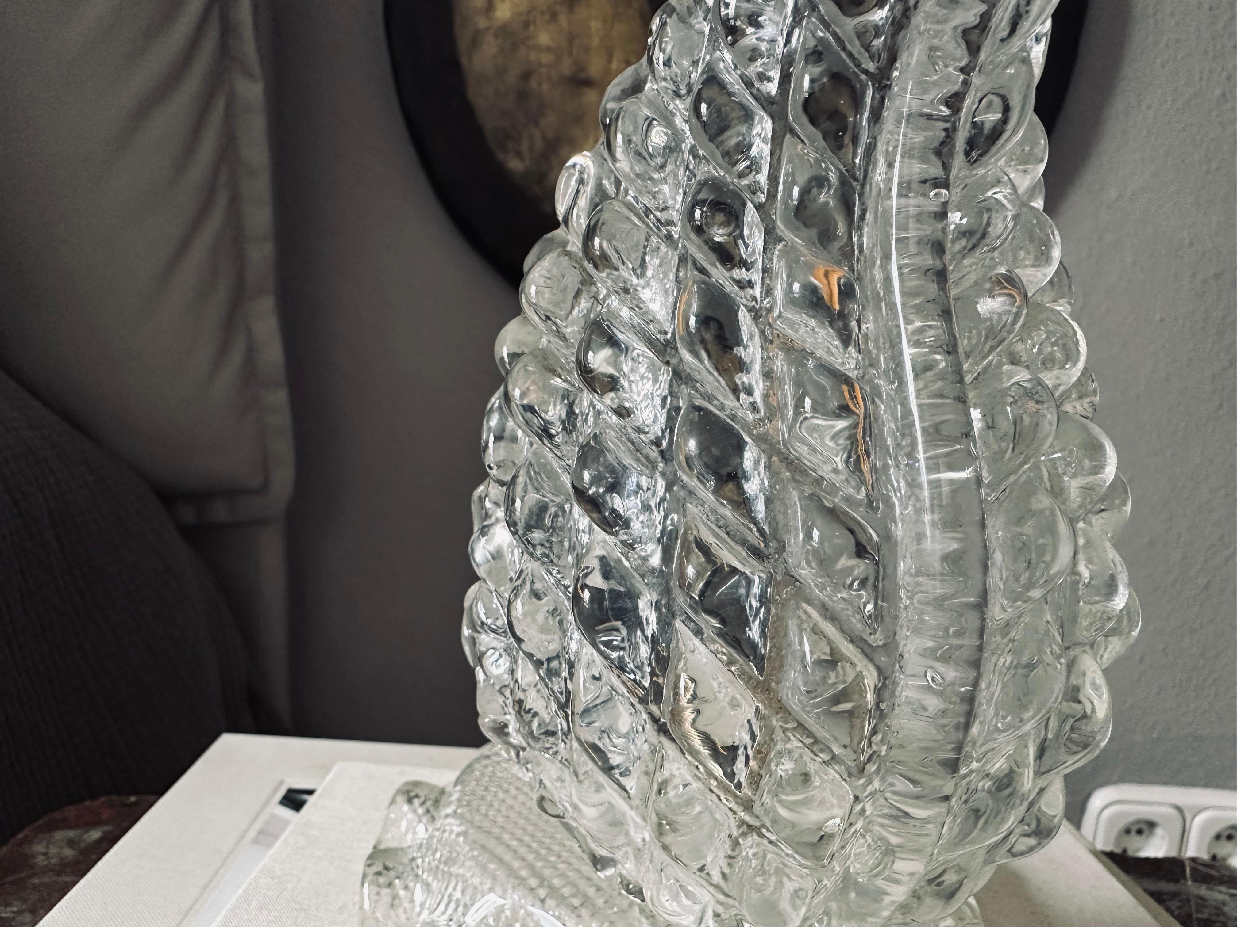 Elegant 1930s Art Deco Murano Glass Table Lamp Attributed to Ercole Barovier For Sale 4