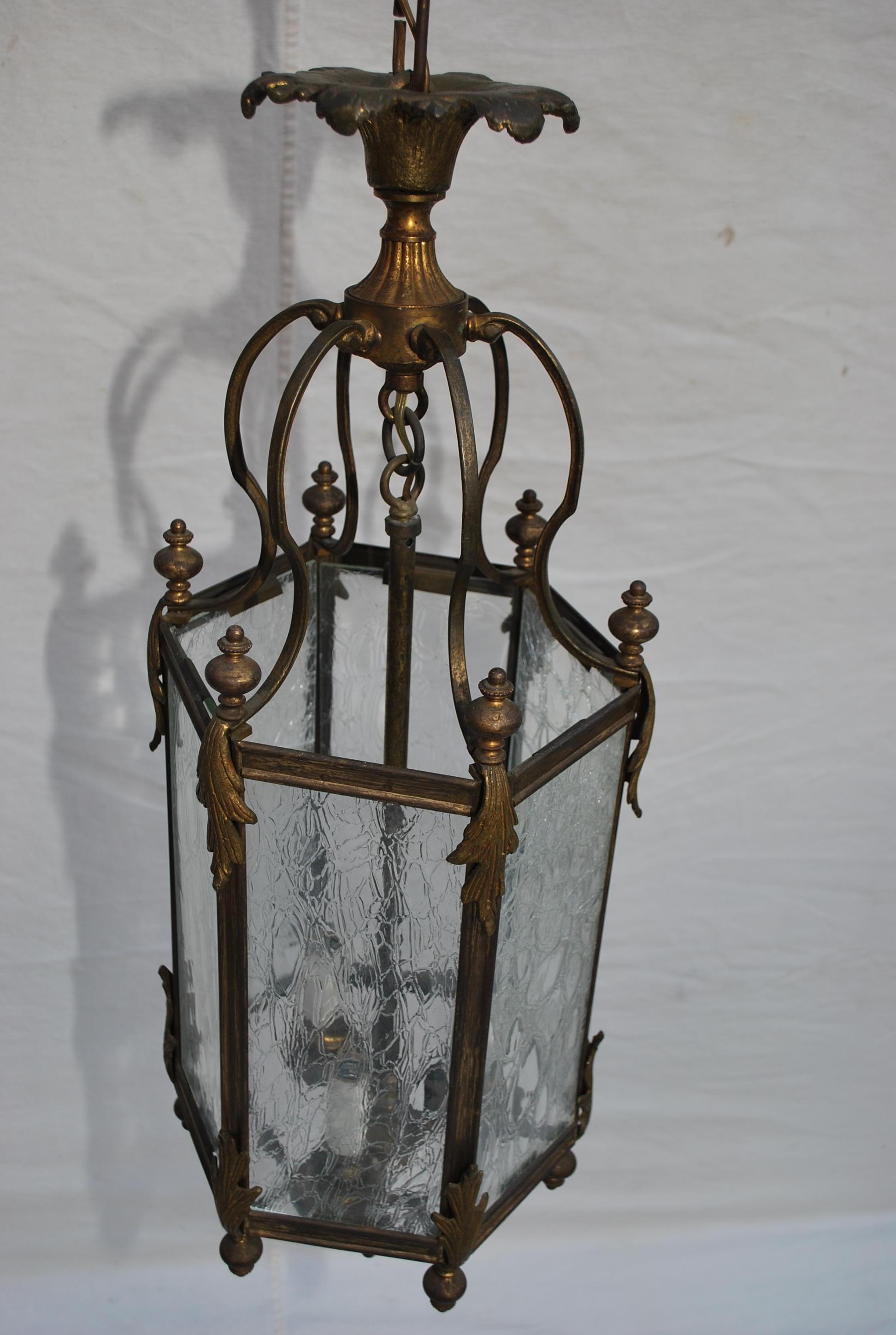 American Elegant 1930's brass lantern For Sale
