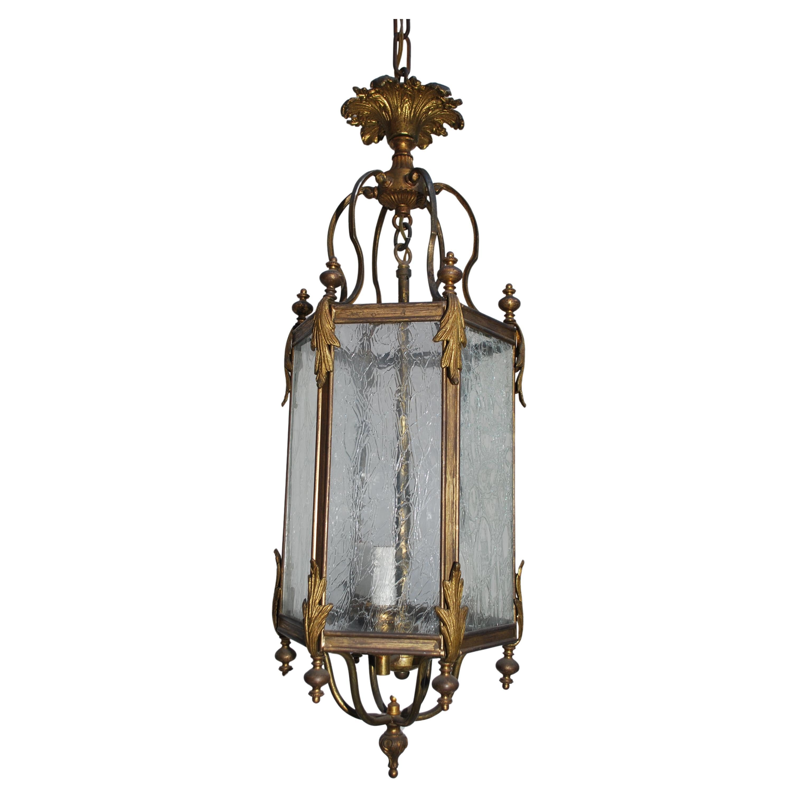 Elegant 1930's brass lantern For Sale
