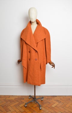 Elegant 1930’s British Made Orange Avant Garde Wool Tweed Swing Coat
