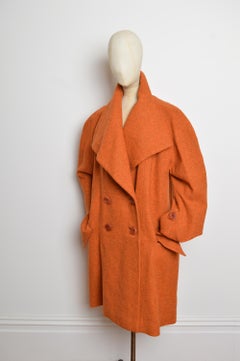 Elegant 1930’s British Made Orange Avant Garde Wool Tweed Swing Coat