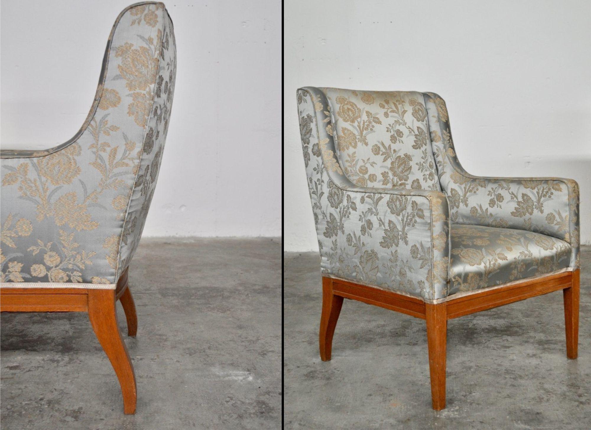 Elegante conjunto de sofá y sillas de fresno vintage de los años 30 Tela en venta