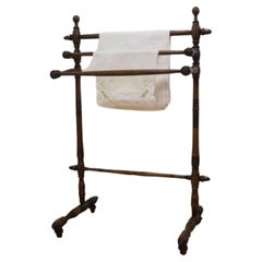 Vintage Elegant 1930s Walnut Towel Rack - A Refined Addition to Your Bathroom