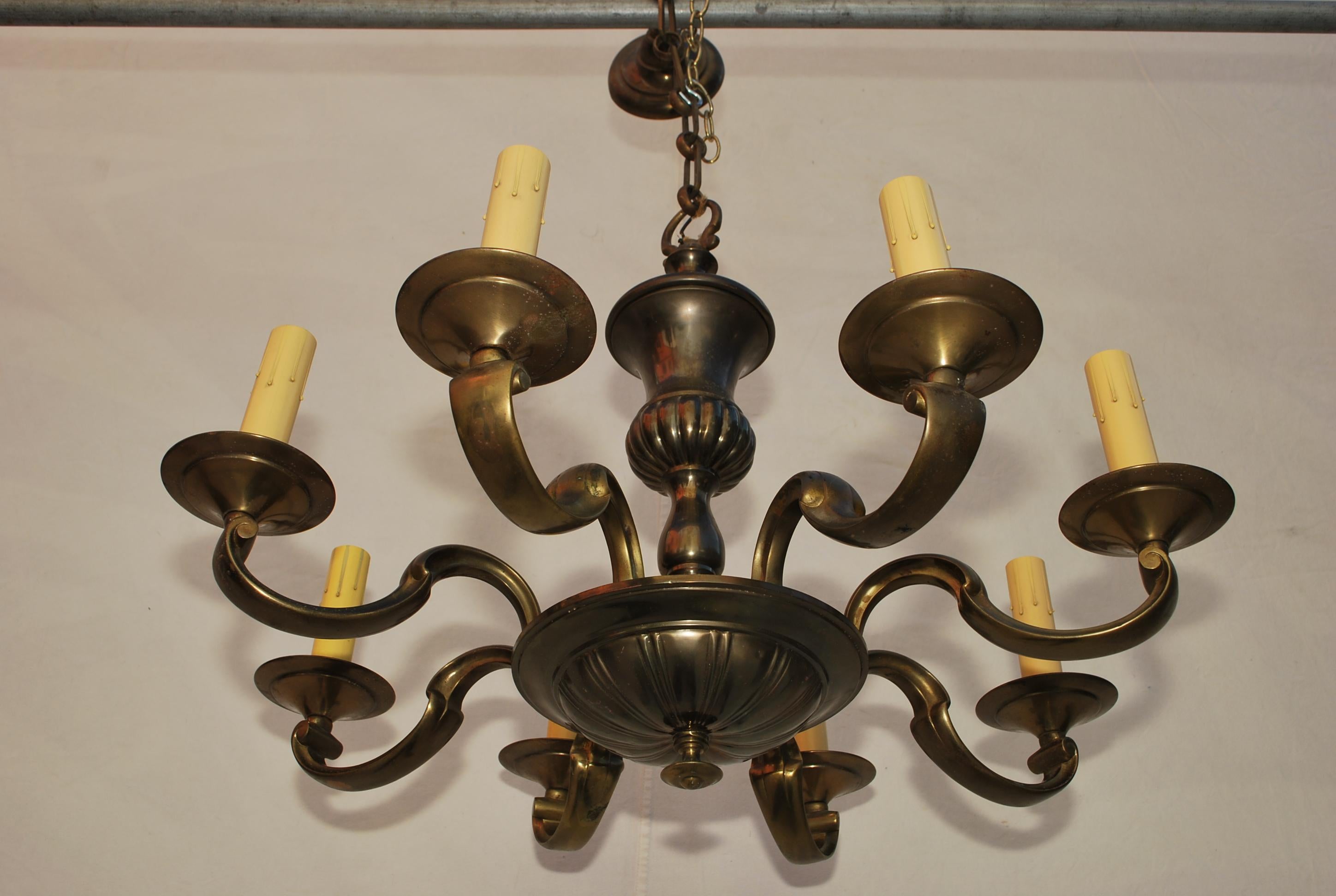 Elegant 1940's Brass chandelier For Sale 3