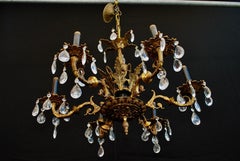 Elegant 1940s Brass Chandelier from Spain