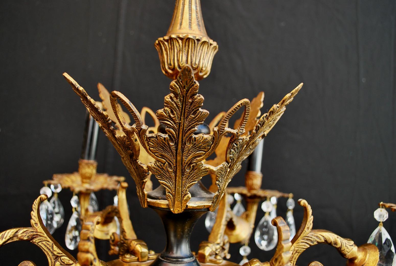 Elegant 1940s Brass Chandelier from Spain For Sale 1