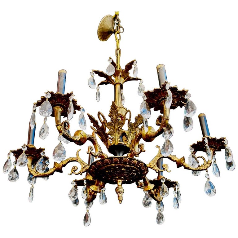 Lustre élégant en laiton des années 1940 d'Espagne En vente sur 1stDibs