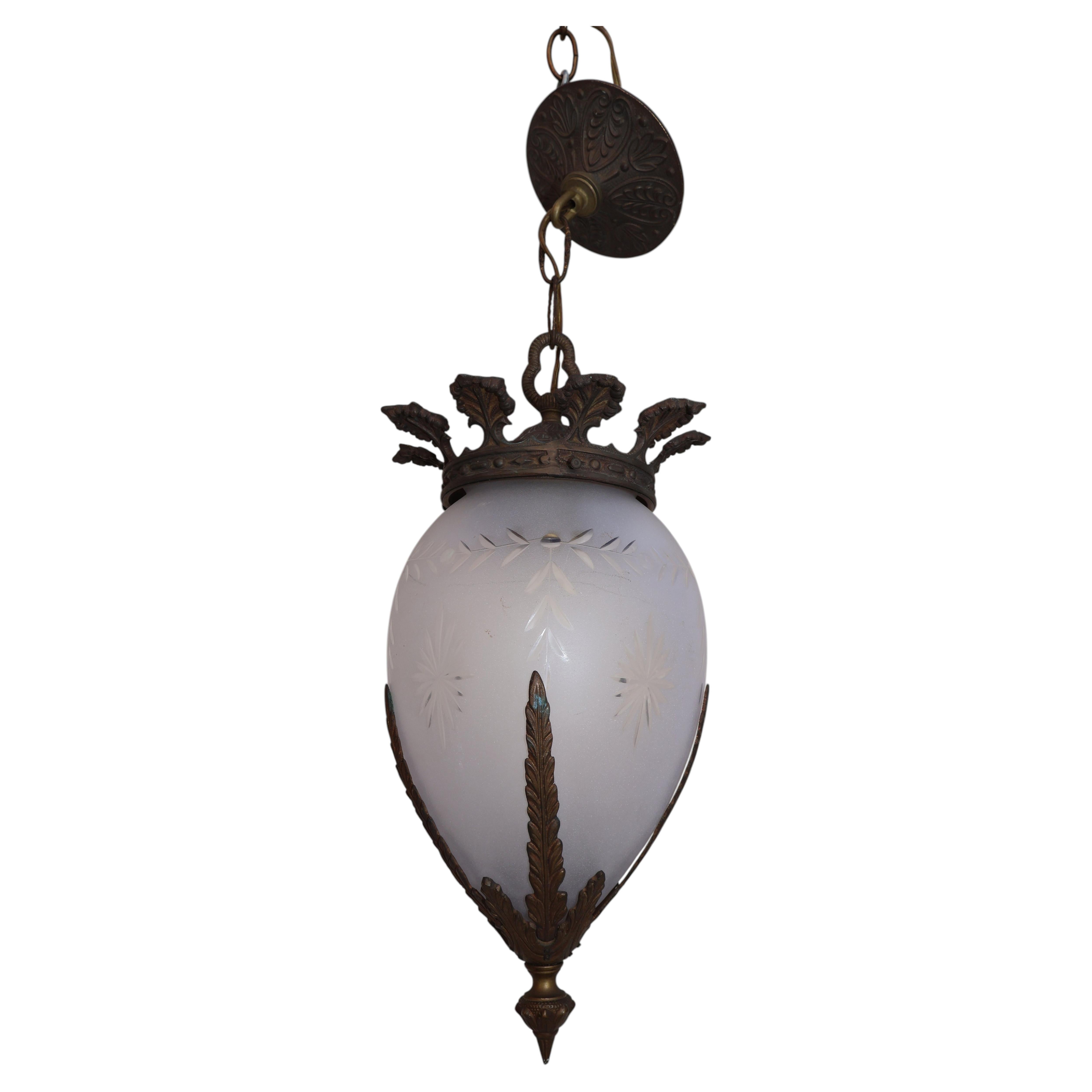 Elegant 1940's brass lantern from Spain For Sale
