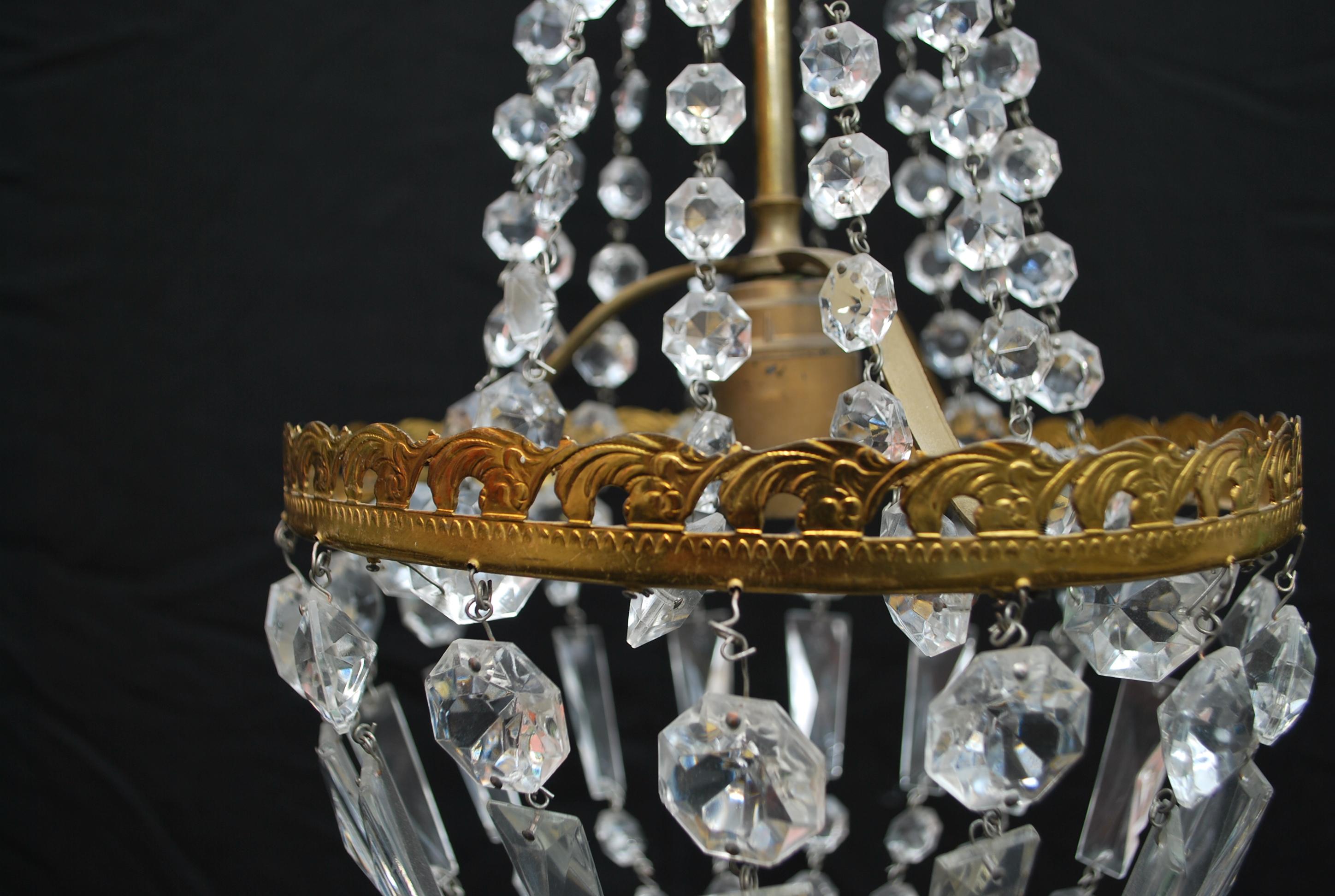 Elegant 1940s French Crystal Light In Good Condition For Sale In Los Angeles, CA