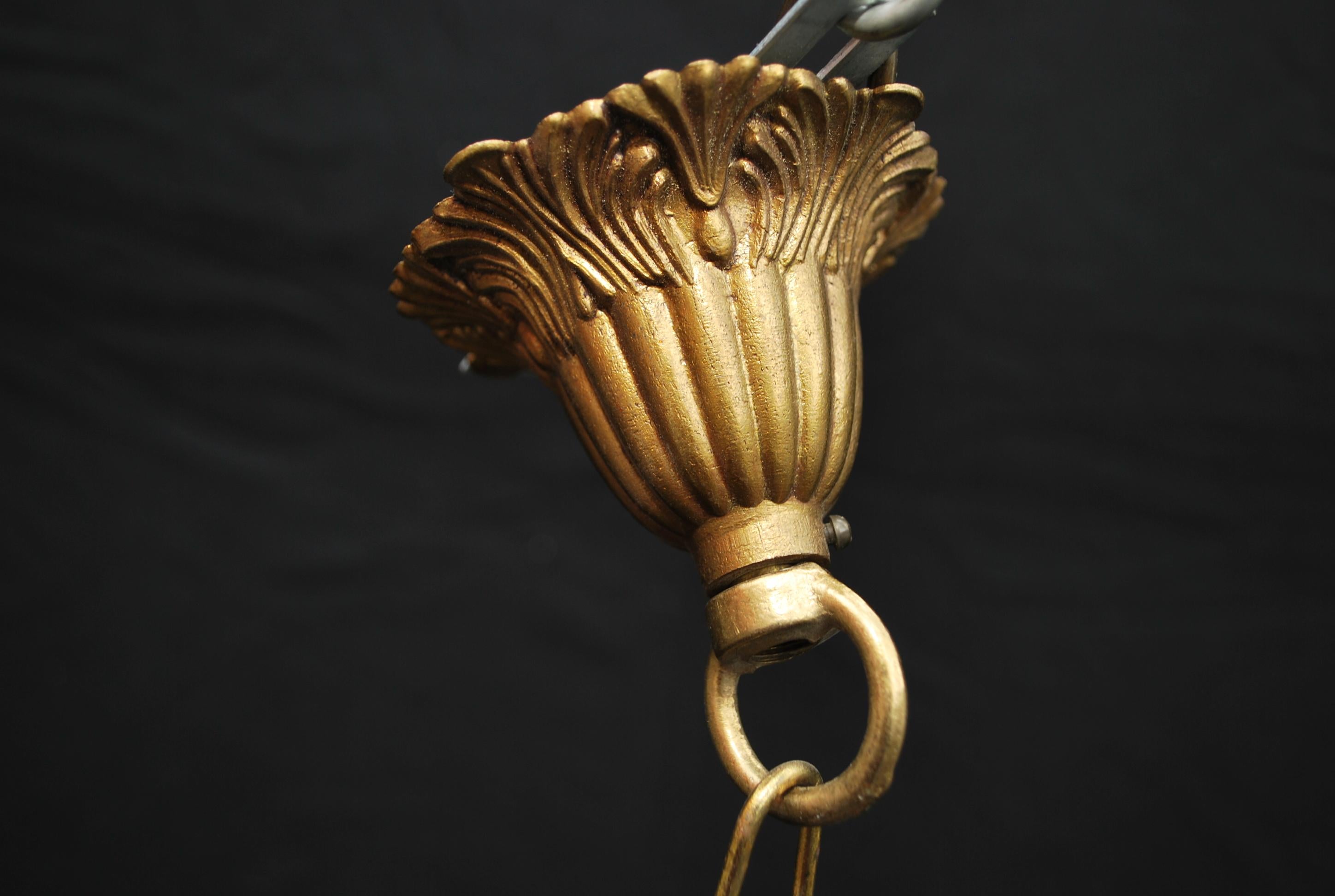 Brass Elegant 1940s French Crystal Light