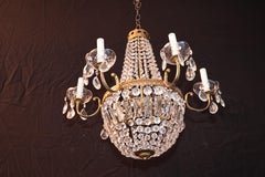 Elegant 1940's French style crystals/brass chandelier