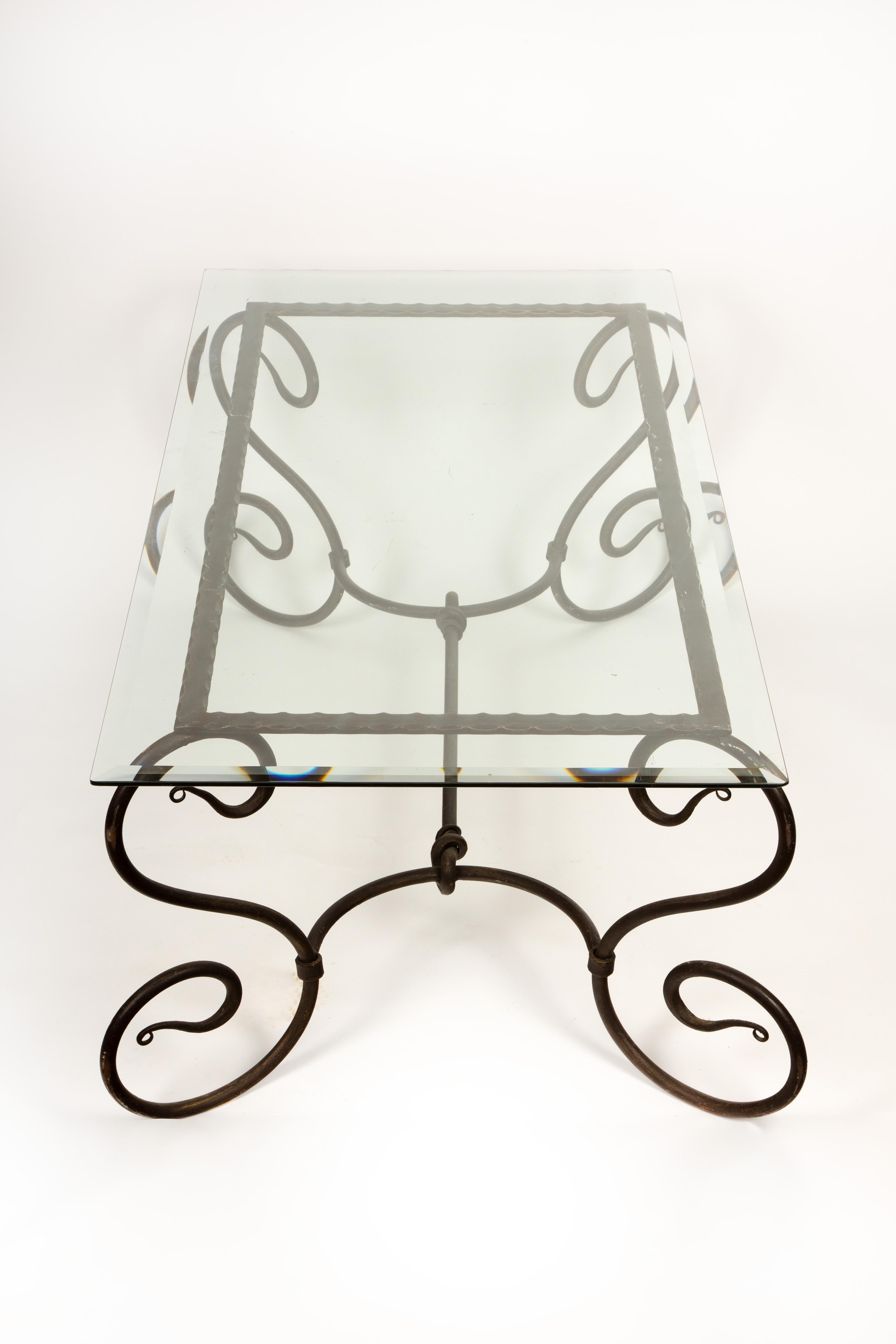 Wrought Tea Table Elegant 1940s French Wrought Iron Coffee Table with Glass Top For Sale ...