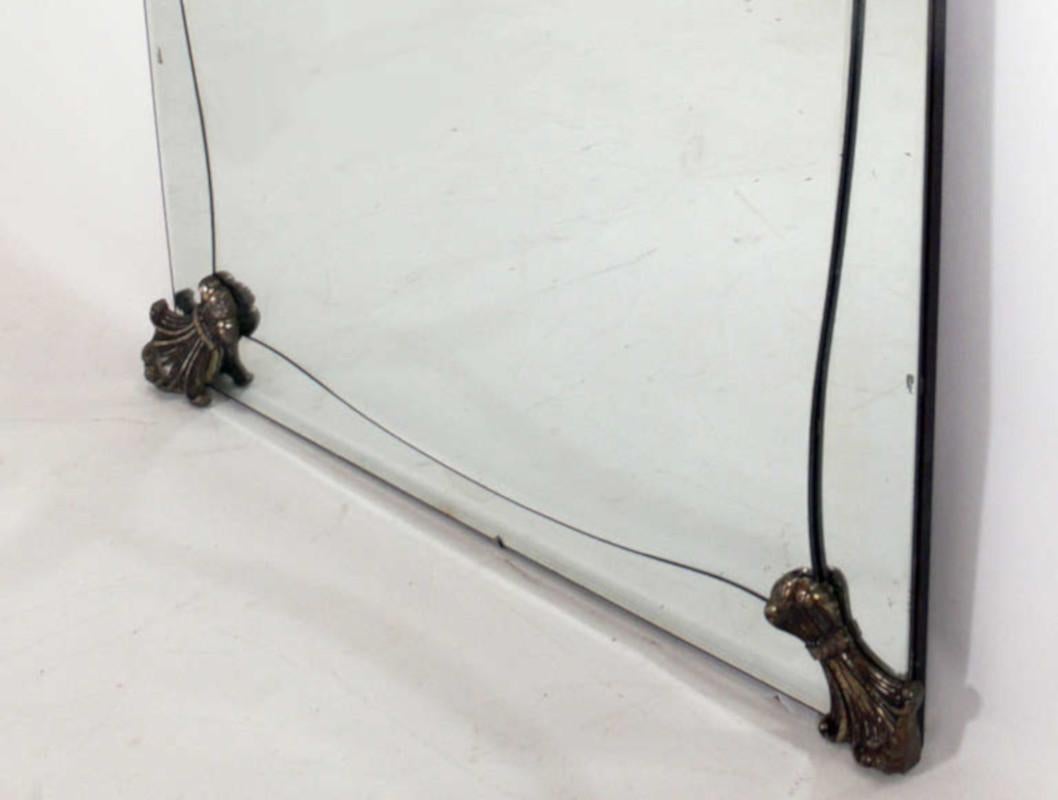 Hollywood Regency Elegant 1940's Mirror with Patinated Fleur de Lis Corners