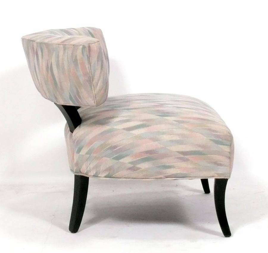 Hollywood Regency Elegant 1940s Slipper Lounge Chair Reupholstered in Your Fabric For Sale