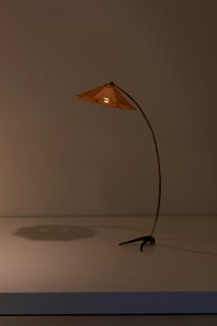 Elegant 1950s Arc Lamp in Brass and Rope with a Solid Crow's Foot