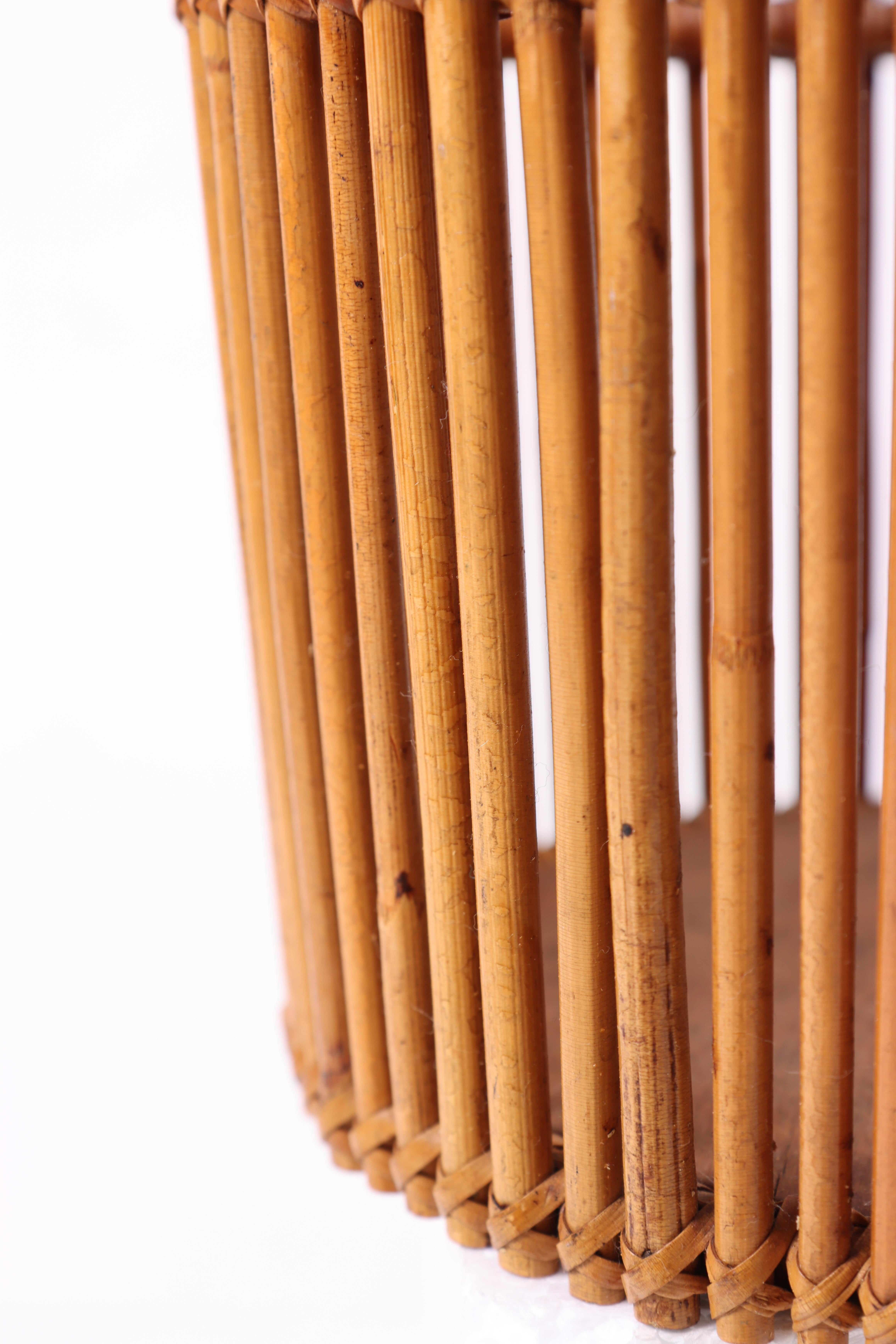 Cane Elegant 1950s Danish Rattan Wastebasket by Wengler – Mid-Century Modern Scandina For Sale