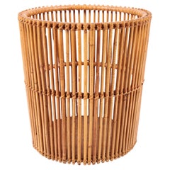 Elegant 1950s Danish Rattan Wastebasket by Wengler – Mid-Century Modern Scandina
