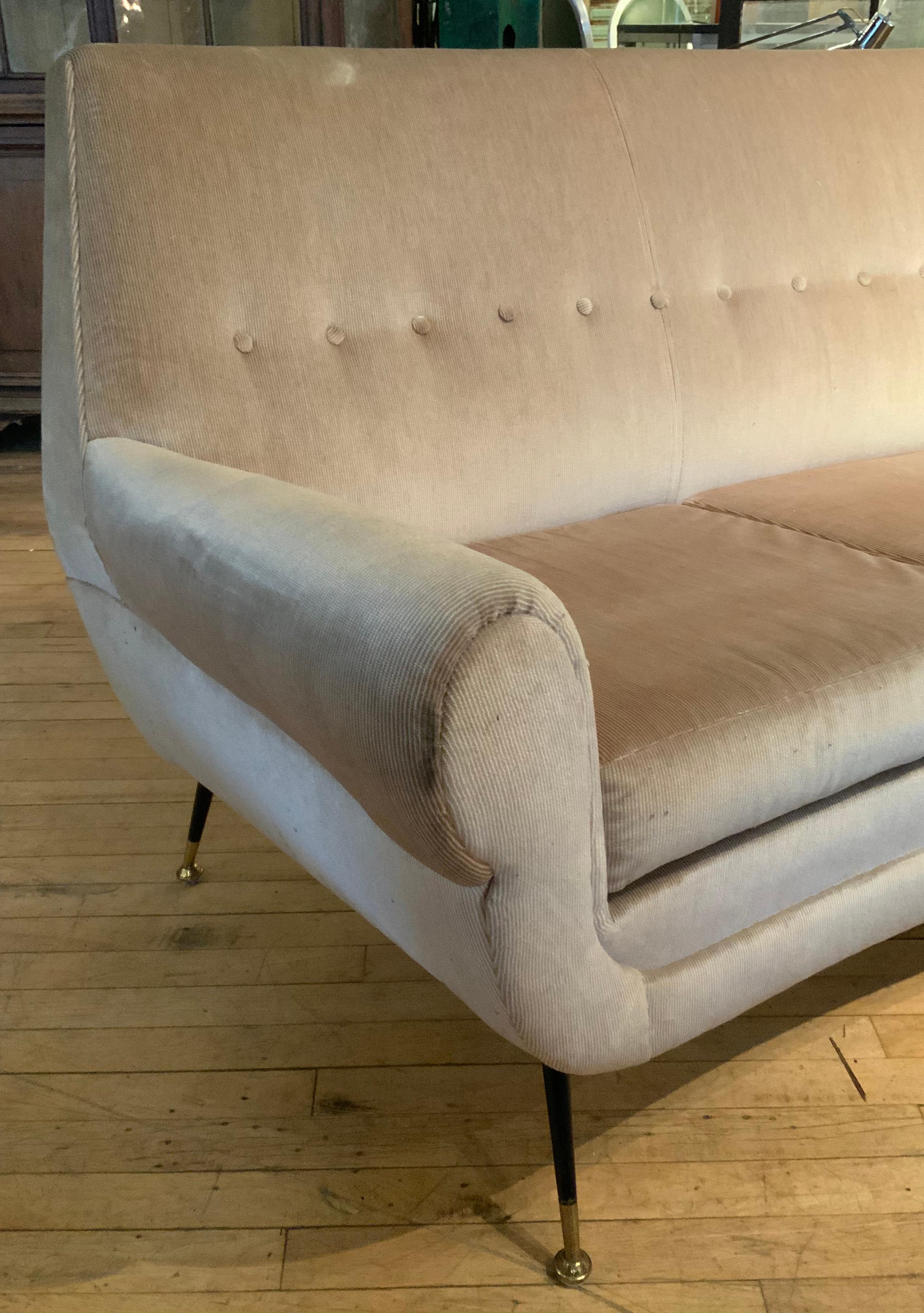 Elegant 1950's Italian Curved Sofa For Sale 1