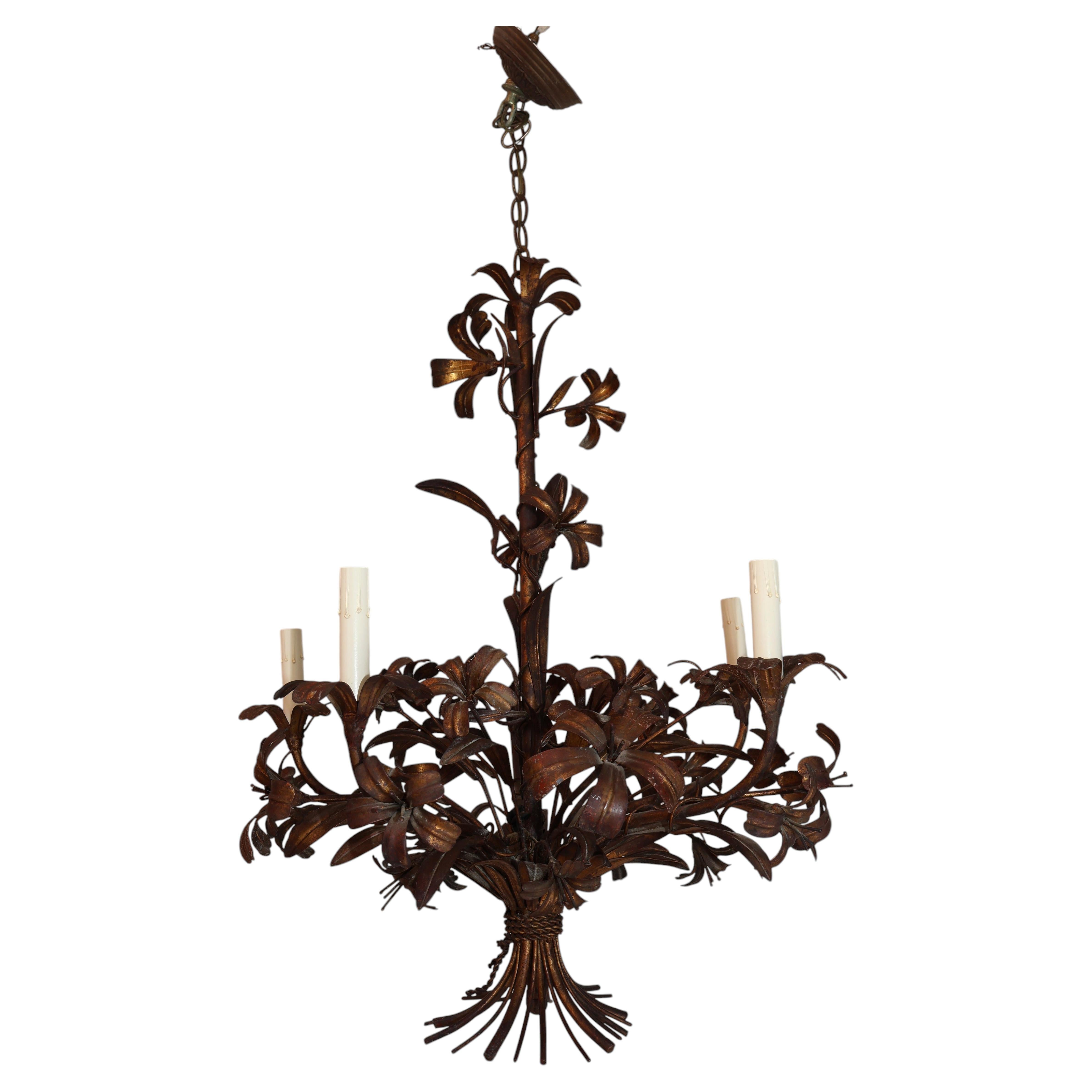 Elegant 1950's Italian iron chandelier