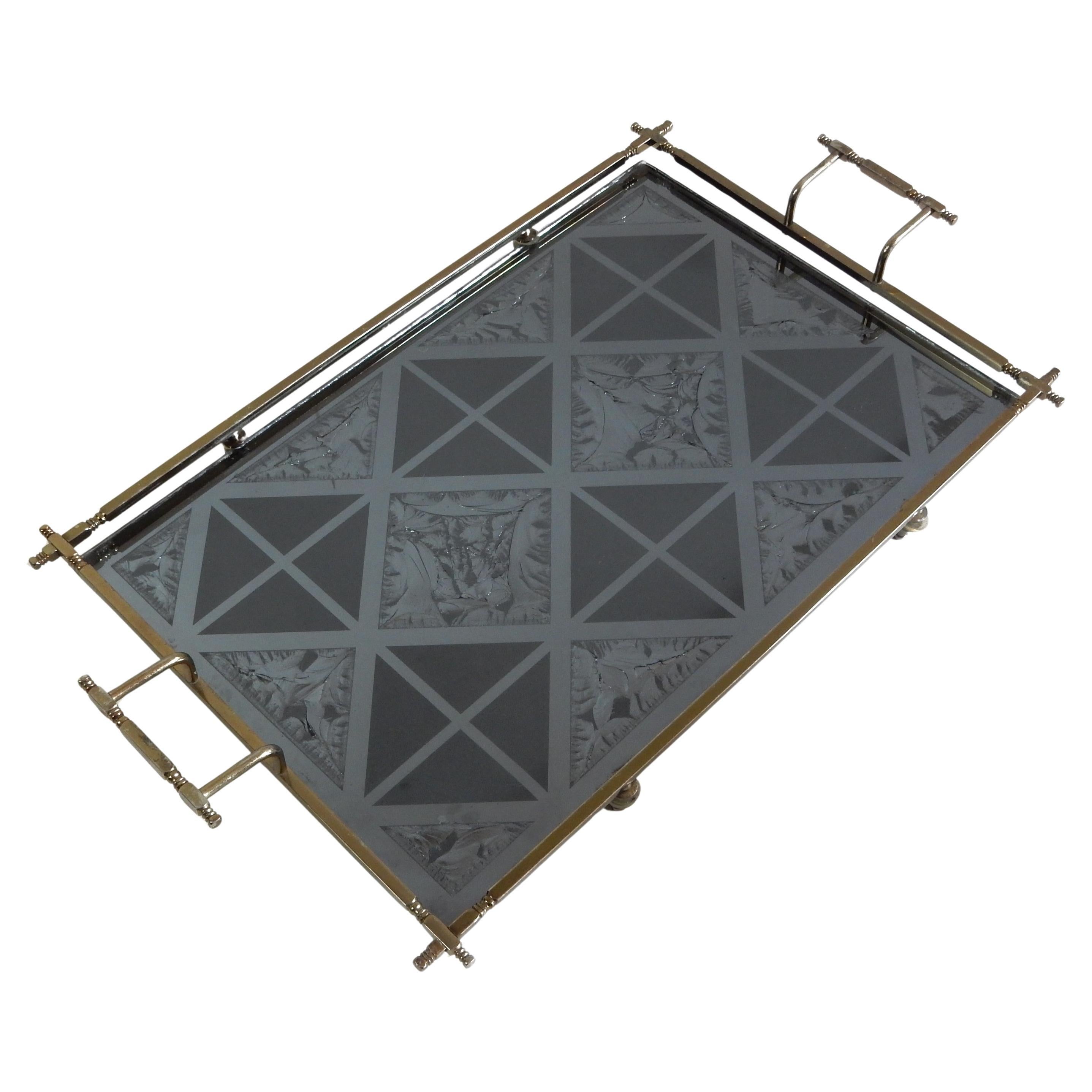 Elegant 1950's Italian Reverse Painted Footed Vanity Tray For Sale 4