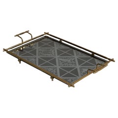 Elegant 1950's Italian Reverse Painted Footed Vanity Tray