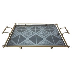 Elegant 1950's Italian Reverse Painted Footed Vanity Tray
