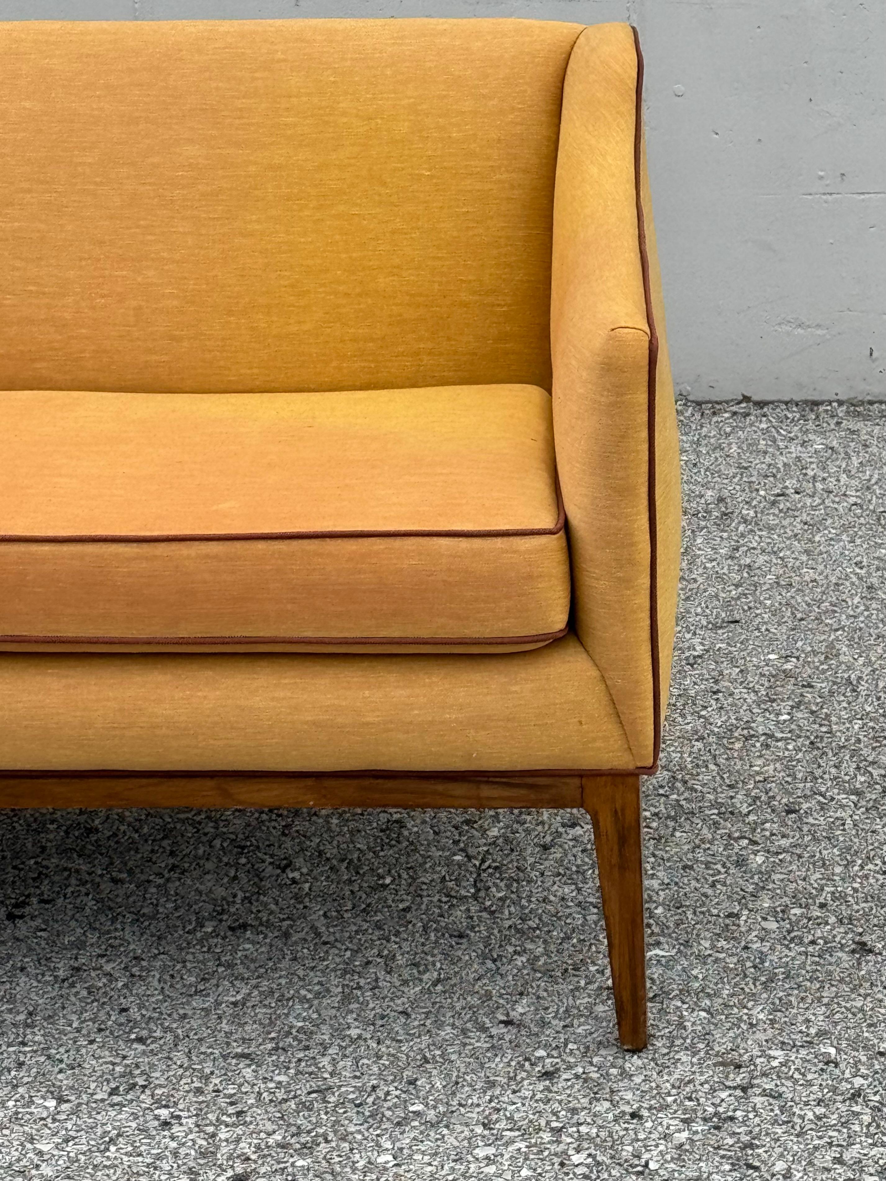 American Elegant 1960s Mid-Century Modern Jens Risom Designed Sofa or Settee & Wood Frame For Sale
