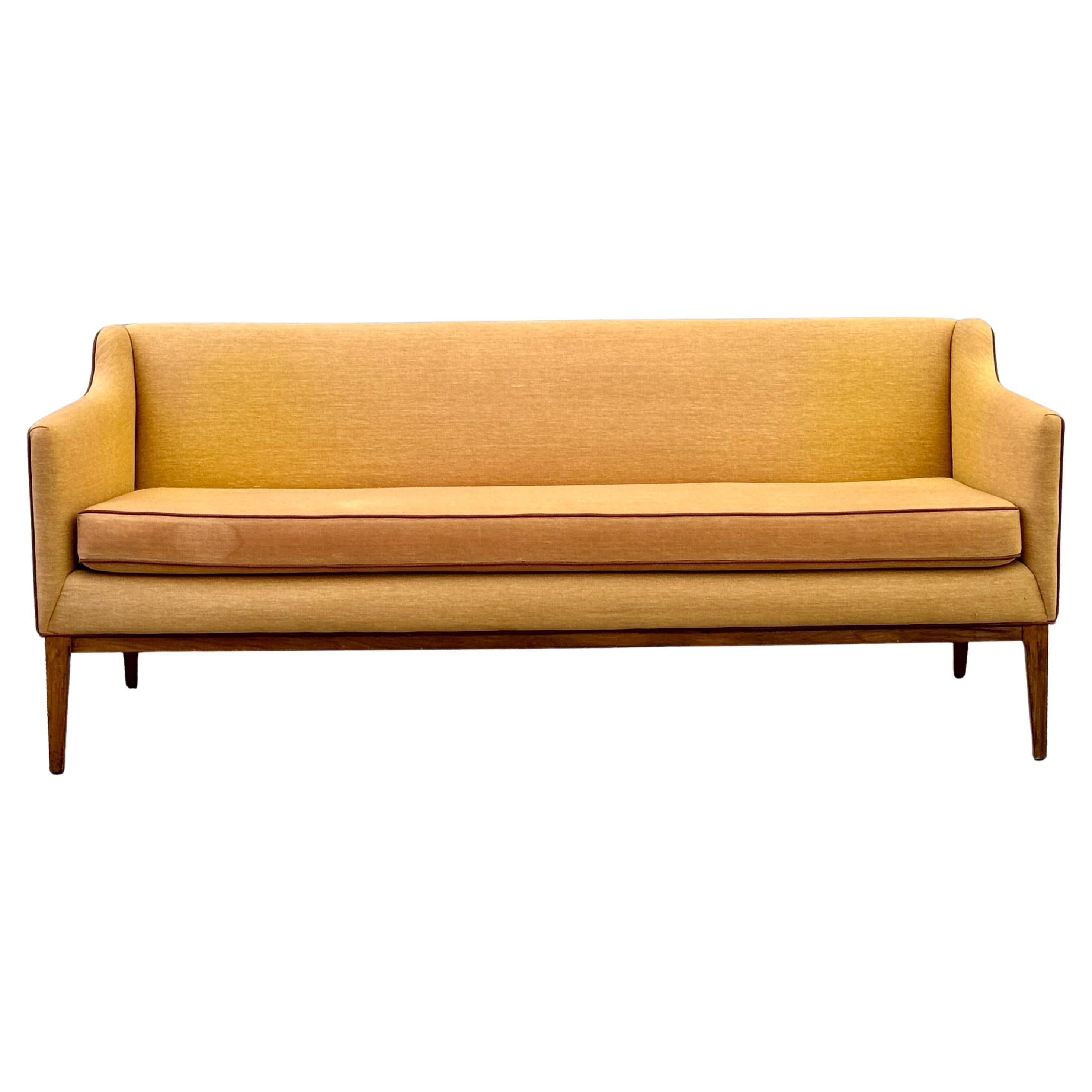 Elegant 1960s Mid-Century Modern Jens Risom Designed Sofa or Settee & Wood Frame For Sale