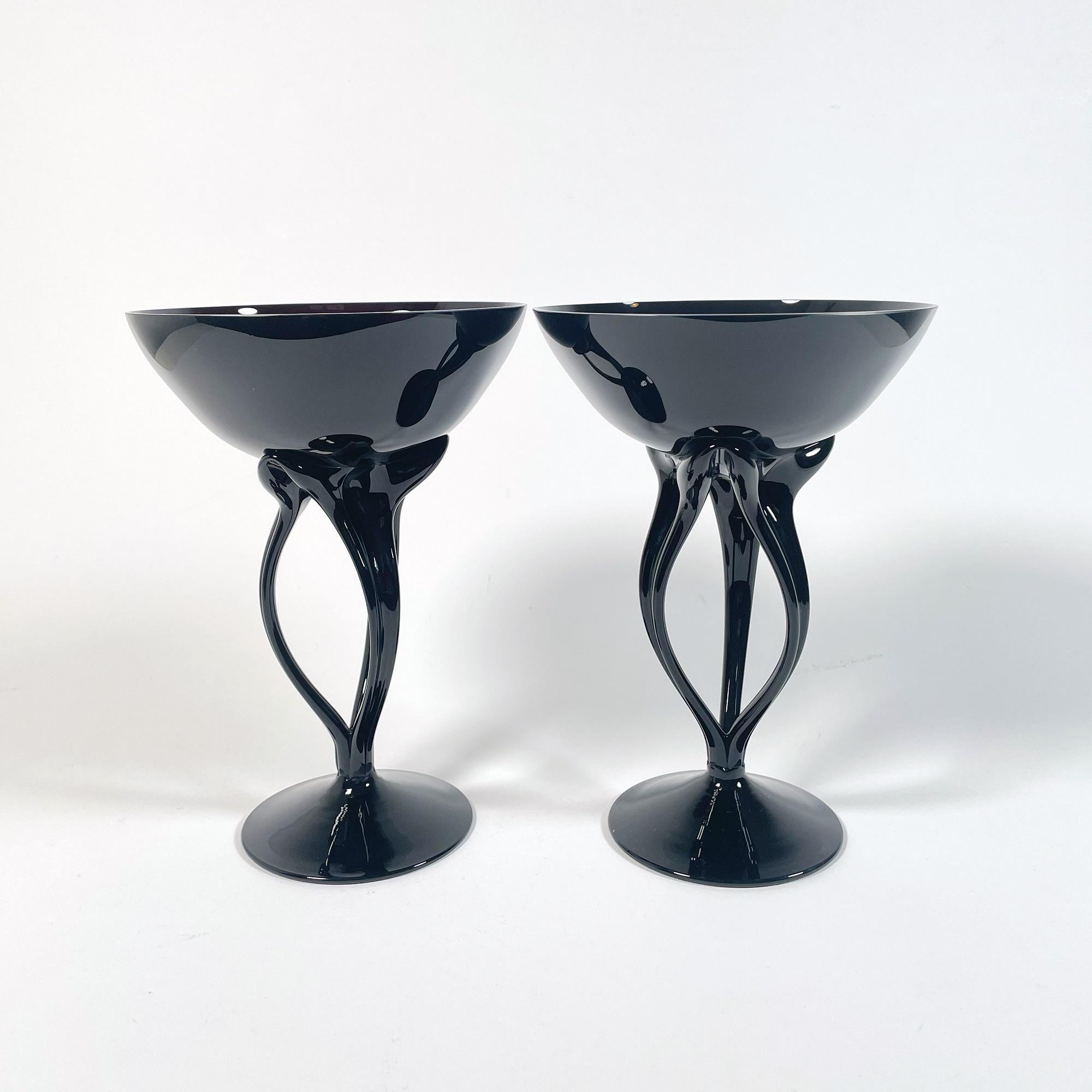 Elegante 1960er Murano-Schalen aus schwarzem Glas im Zustand „Hervorragend“ im Angebot in PARIS, FR