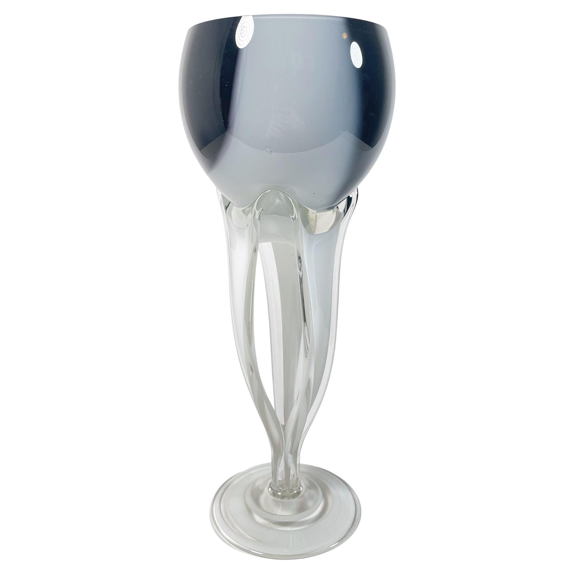 Elegante Murano-Glasschale aus den 1960er Jahren in auffälligem Schwarz und Weiß