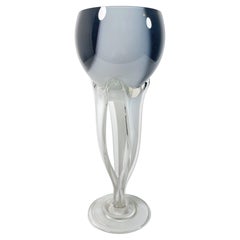 Elegant 1960s Murano Glass Bowl in Striking Black and White
