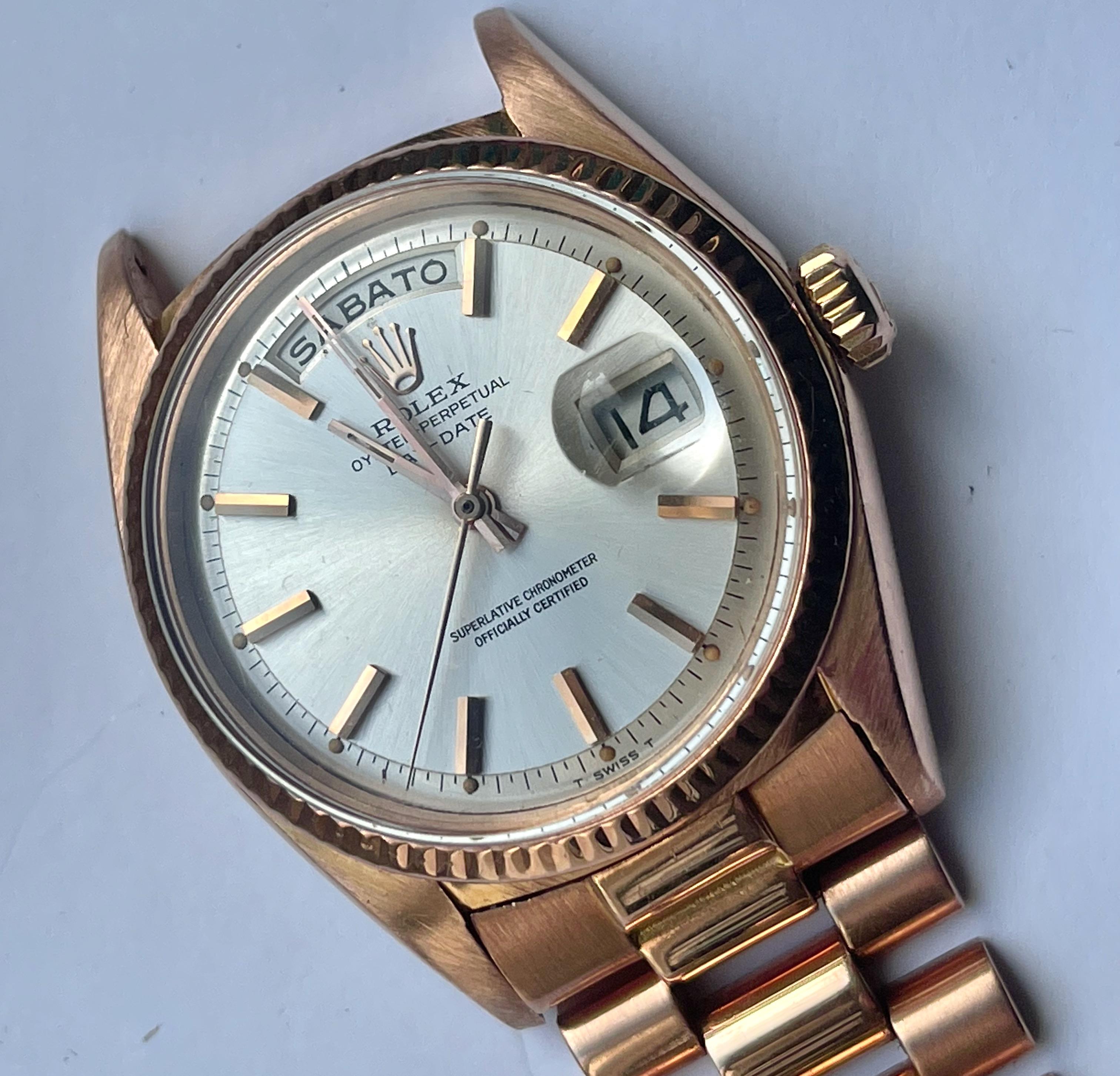 Elegant 1964 Rolex 1803 President Day-Date Rose Gold 18k For Sale 3