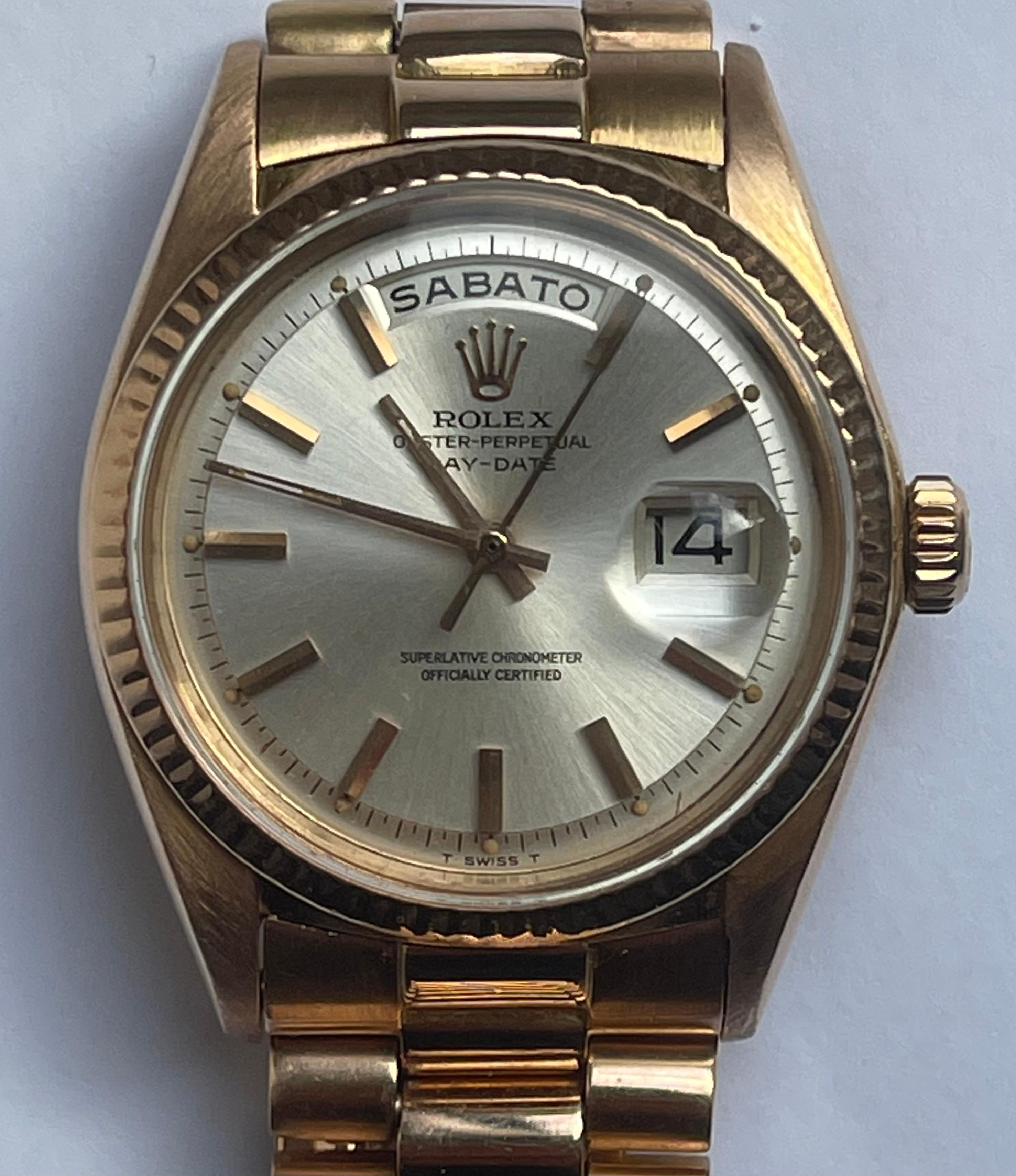 Mid-20th Century Elegant 1964 Rolex 1803 President Day-Date Rose Gold 18k For Sale