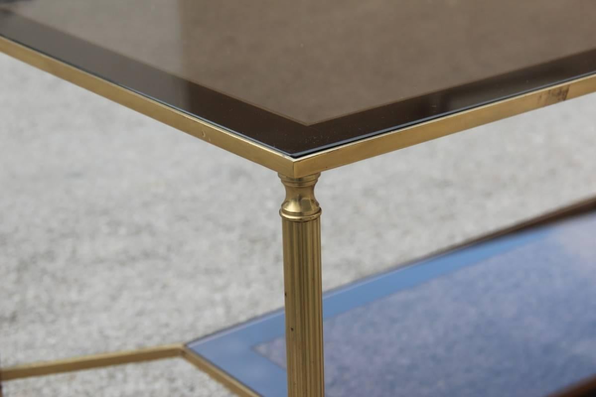 Elegant 1970s Italian Coffee Table in Brass and Mirrored Glass 6