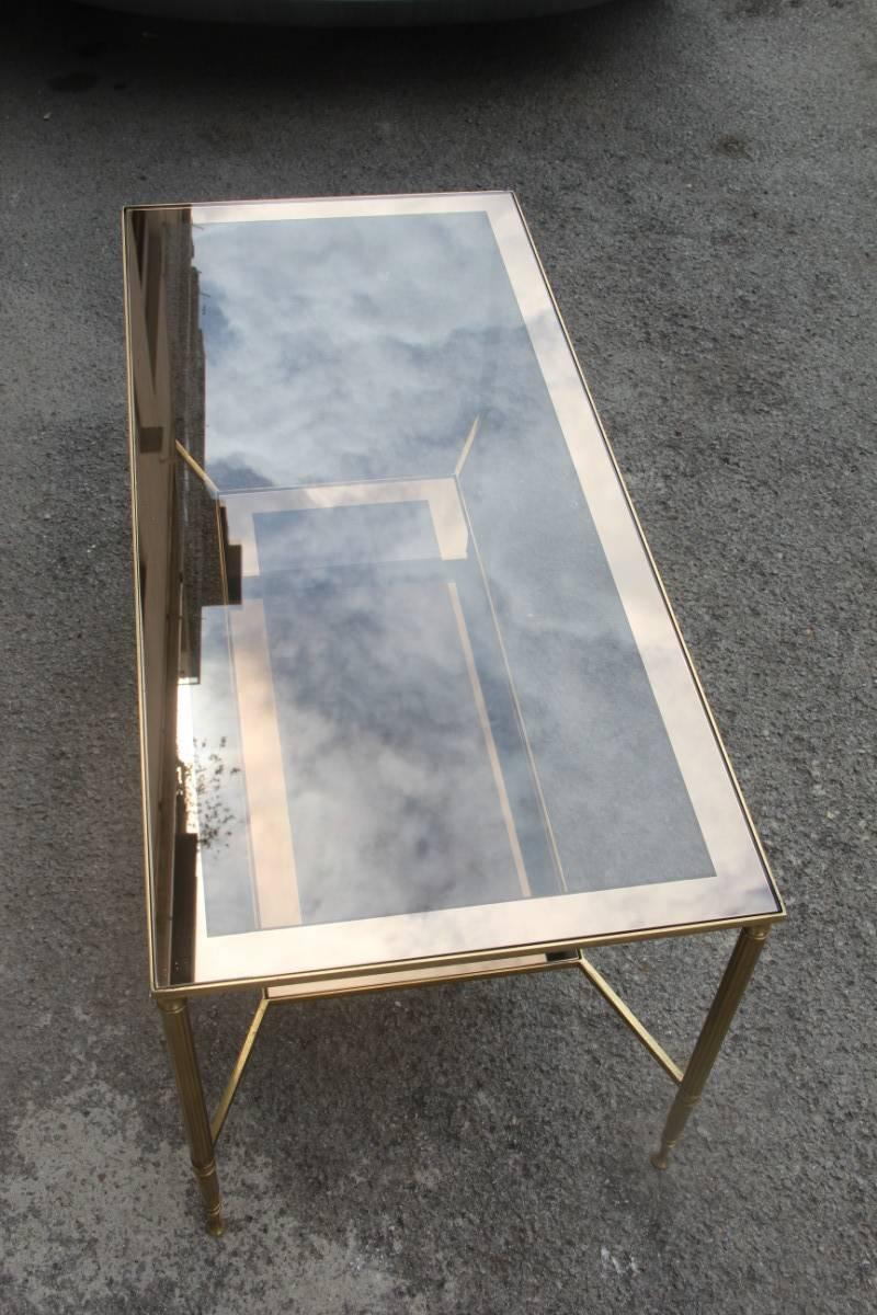 Elegant 1970s Italian Coffee Table in Brass and Mirrored Glass In Excellent Condition In Palermo, Sicily