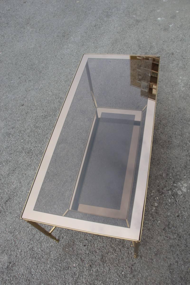 Elegant 1970s Italian Coffee Table in Brass and Mirrored Glass 2