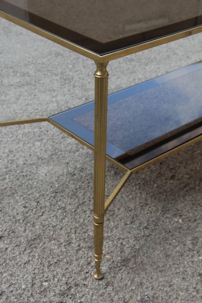 Elegant 1970s Italian Coffee Table in Brass and Mirrored Glass 3