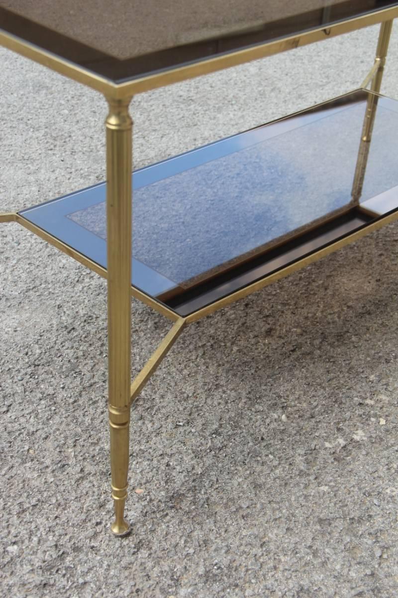 Elegant 1970s Italian Coffee Table in Brass and Mirrored Glass 4