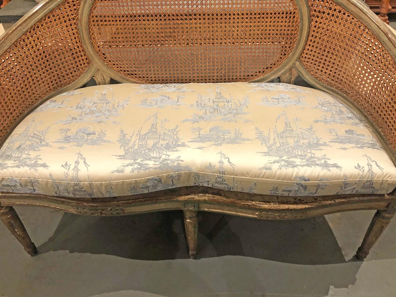 Elegant, 19th Century, French, Caned Settee 5