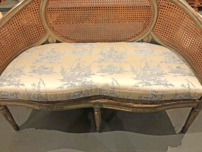 Elegant, 19th Century, French, Caned Settee 6
