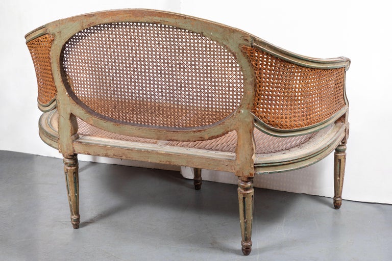 Hand-Carved Elegant, 19th Century, French, Caned Settee
