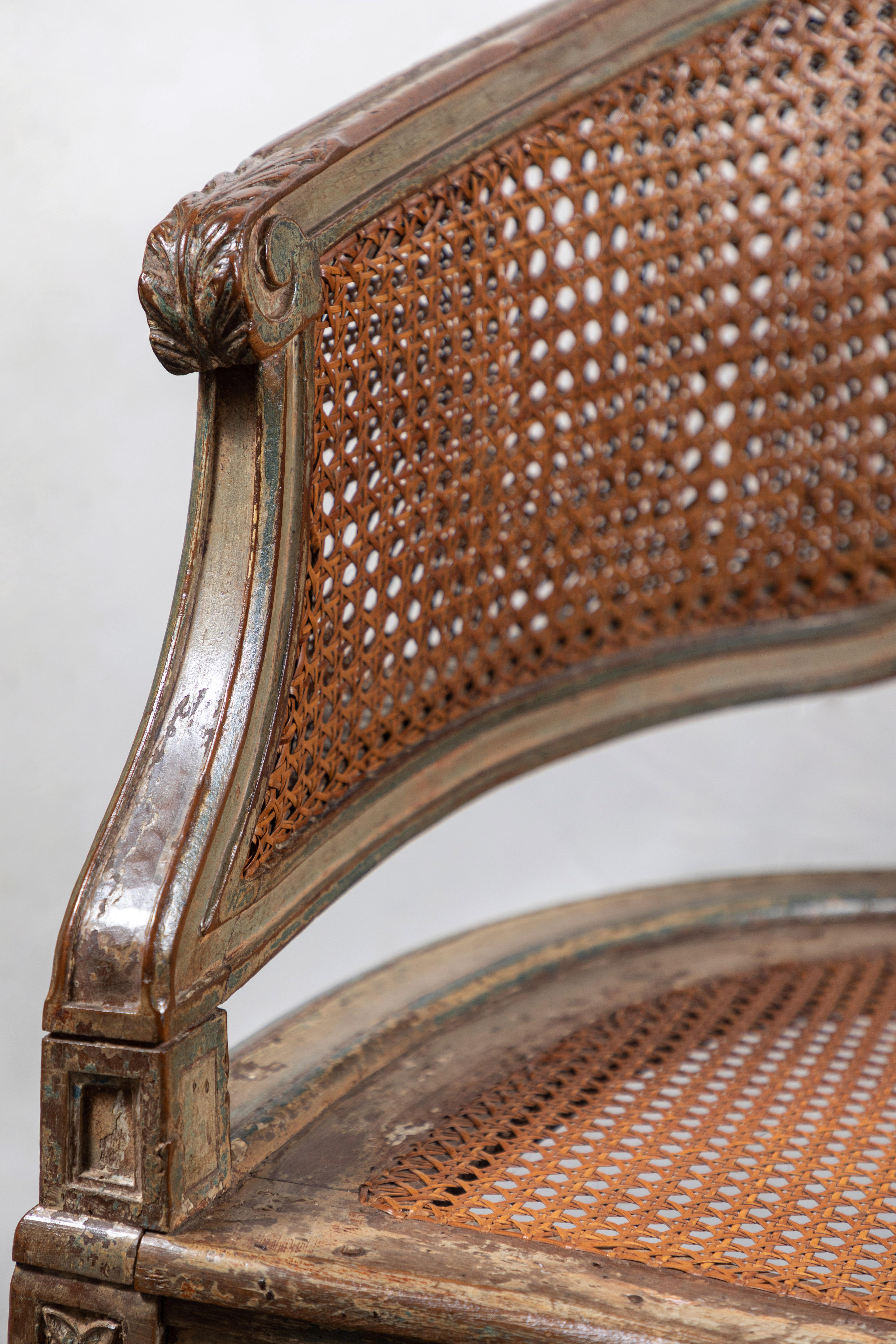 Elegant, 19th Century, French, Caned Settee 1