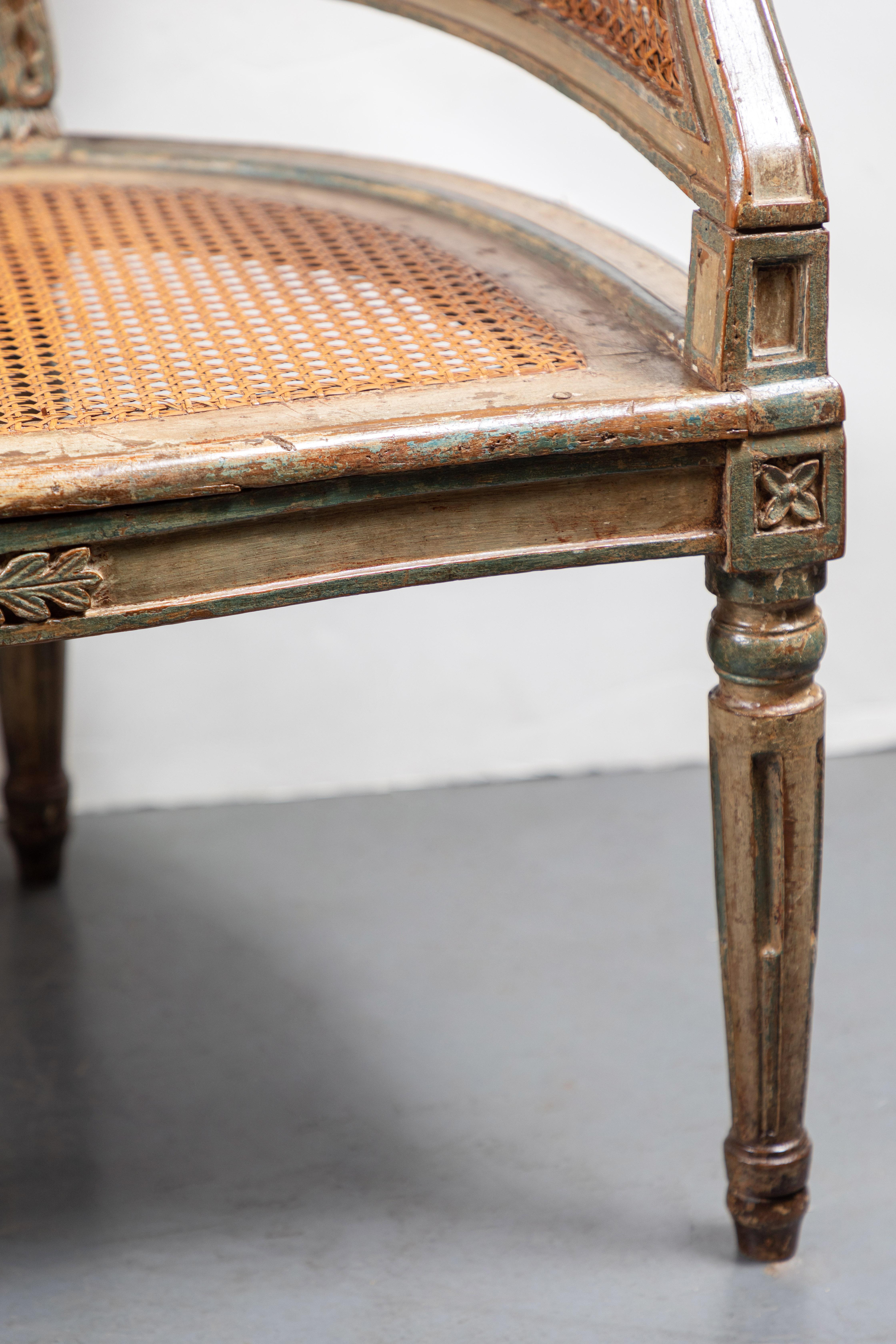 Elegant, 19th Century, French, Caned Settee 2