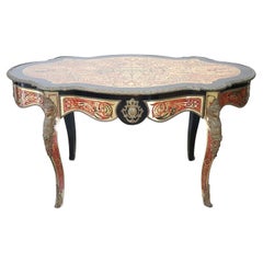 Elegant 19th Century Boulle French Antique Centre Table or Writing Desk